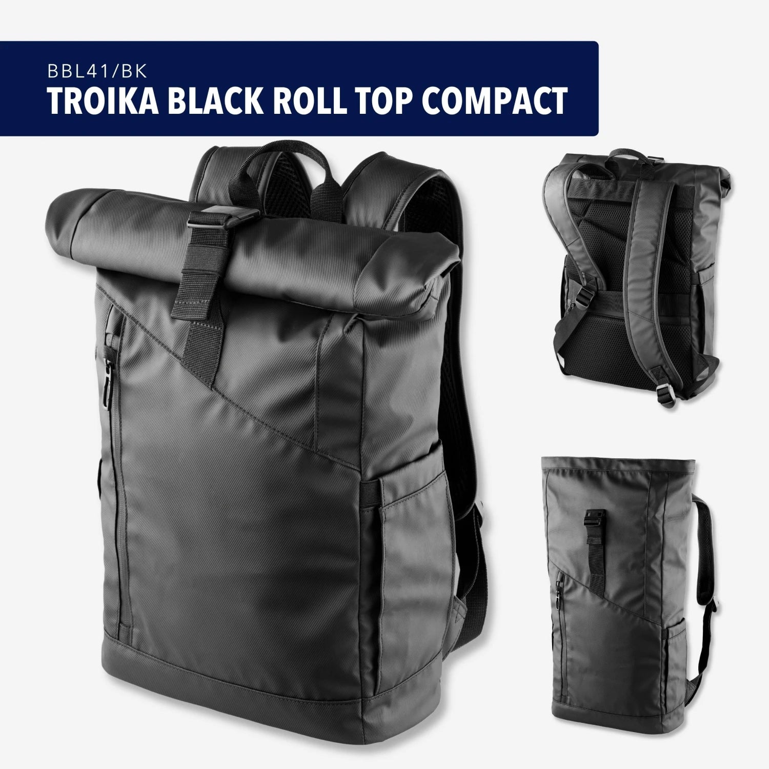 TROIKA BLACK ROLL TOP COMPACT