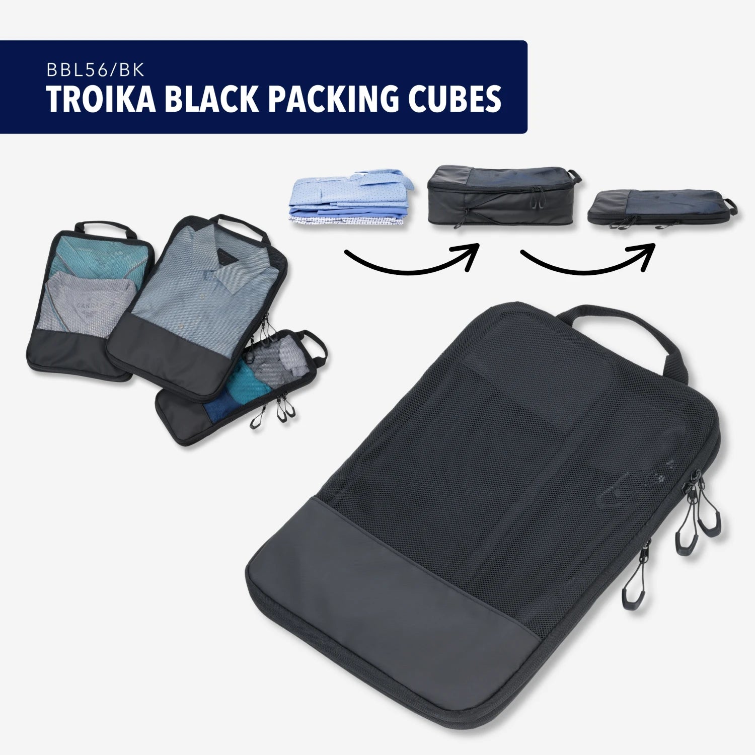 TROIKA BLACK PACKING CUBES