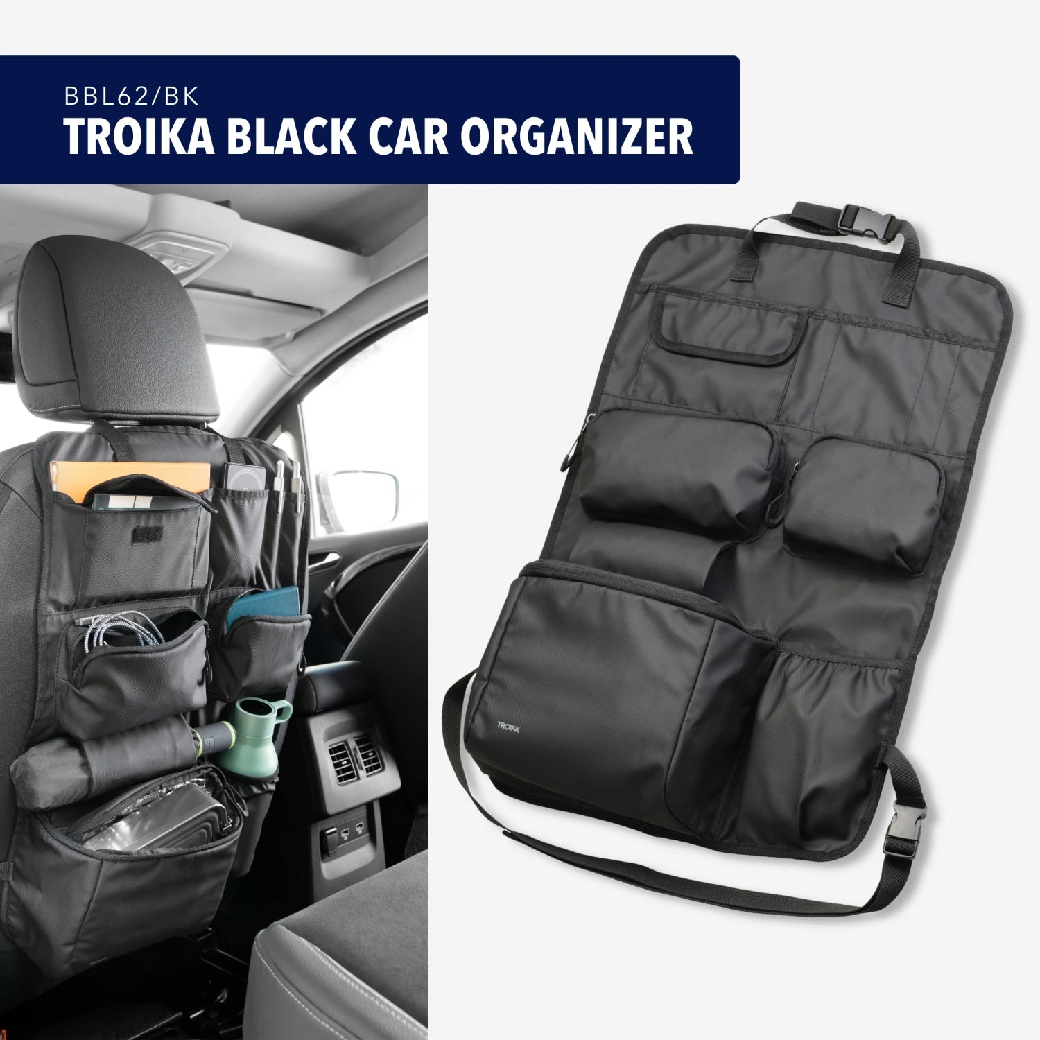 TROIKA BLACK CAR ORGANIZER